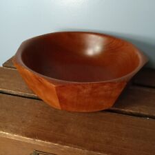 Vintage Carved Wood Serving Bowl, Centerpiece, Hexagon Shape picture