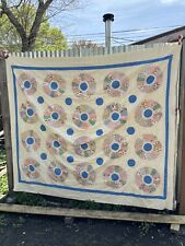 Beautiful Vintage Antique Dresden Plate Quilt 95”x84” Top Only Feedsack 30s 40s picture