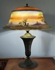 Antique Arts & Crafts Pairpoint Reverse Painted Lamp 20” Shade Signed F.A. Guba picture