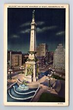 Indianapolis IN-Indiana, Soldiers And Sailors Monument, Vintage c1936 Postcard picture