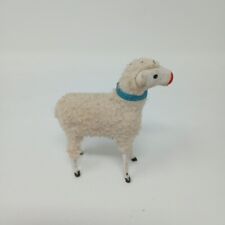 Vintage Putz WOOLY SHEEP Stick Leg German Christmas Nativity With Collar picture
