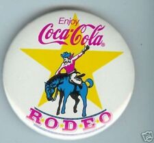  old COCA-COLA pin Western pinback button RODEO cowboy horse picture