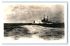 1918-1930 Battle Ship In Rough Sea From Brown Bros Newport News VA picture