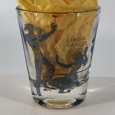Vtg Mid Century Modern Jamaica Souvenir Shot Glass w/ Limbo Dancer, Bongo Player picture