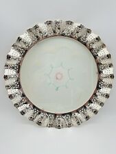 True Vintage Shabby Chic Cake Silver Plate Metal Openwork Glass With Lace Work picture
