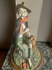 VTG 17.5” CAPODIMONTE Old Man Dog Figurine with Wine Flask and Hound Dog Marked picture