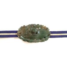 Japanese Antique Jade Obi Clasp Early Showa Retro Natural Stone Openwork Carving picture