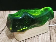 2344 Grams Fresh Green Polished Monatomic Andara Crystal with Wood Base Dimmer picture