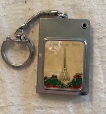 Vintage Paris  France Eiffel Tower Keychain Paper For Contacts Inside Unused 2” picture