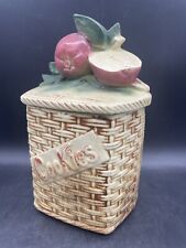 Mid Century Antique McCOY Cookie Jar APPLES on Lid w Basket Design Very Nice picture