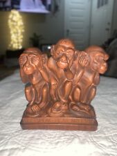 VTG See Speak Hear No Evil  3 Monkeys Old Clay Terracotta Figurine-German picture