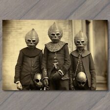 POSTCARD: Weird Child in Scary Vintage Halloween Mask Cult Unusual Unreal picture
