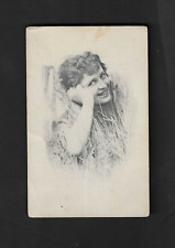 Mar. 1912 real photo postcard laugh lady lying in hay field picture