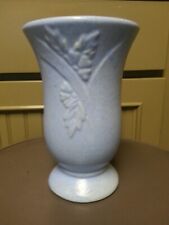 Vintage Blue Speckled Vase, Ceramic, Leaf Design picture