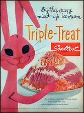 1955 pink Rabbit Sealtest triple treat ice cream retro photo print ad L93 picture
