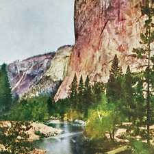 Yosemite Park El Capitan Stereoview c1905 California River Valley Card Art C1361 picture