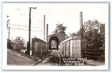 Woonsocket RI Postcard View of Posts Covered Bridge c1940's RPPC Photo picture