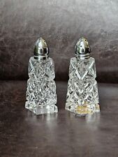 Vintage Cut Crystal Salt & Pepper Shakers German Diamond Shape 3.75
