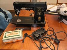 1956 SINGER 301A SEWING MACHINE W/PEDAL, ACCESSORIES, BLACK, WORKS W/ ZIGZAGGER picture