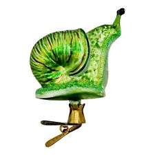 Neiman Marcus Green Snail Glass Ornament 4” Whimsical Garden RARE picture