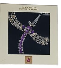  Vtg Dillard's Trimmings Christmas Purple Dragonfly Pewter Ornament  picture