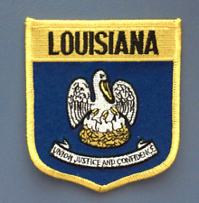 LOUISIANA STATE SHIELD FLAG EMBROIDERED PATCH - IRON-ON - NEW  3.5