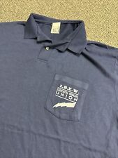 IBEW Electrical Workers Union Vintage Navy Blue Polo Size Large picture