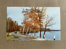 Postcard Central Lake Michigan Scenic Lake Road Greetings Old Car Vintage MI PC picture