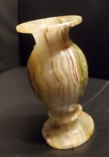 Beautiful Vintage Carved Green Onyx Vase 6 X 3