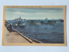 Postcard CA San Diego Navy Shore Leave Pacific Coast Dock View 1940’s picture