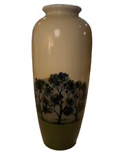 Vintage Japanese Satsuki Vase Pottery Landscape Handpainted  Trees 9” Art Deco picture