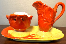 RARE 1940s Maruhon Ware LOBSTER Creamer & Sugar Plate-3 piece Hand painted JAPAN picture