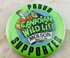 Molson Beer & Ale Pin Button - Proud Supporter of Canadian Wildlife 1990  picture