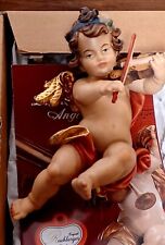 Angel Wood Carved Sculpture Ornament with Violin Reichberger Italy PEMA 6