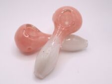 4 Inch GRAV Frit Glass Spoon Pink & White Dry Pipe picture