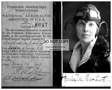 AMELIA EARHART'S PILOT LICENSE FROM 1923 AVIATRIX - 8X10 REPRINT PHOTO (OC007) picture