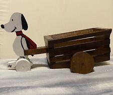 Handmade Wooden Snoopy with Cart Rare Vintage picture