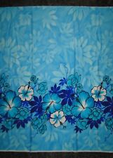 3 Yards Vintage 1970's Hawaiian Lava Cloth Fabric Tropical Flowers Border Print picture