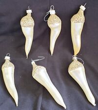 6 VINTAGE Colombia Glass CORNICELLO Lucky Horn Chili Pepper CHRISTMAS ORNAMENTS  picture