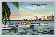 Miami FL-Florida, Aquaplaning on Biscayne Bay, c1944 Vintage Postcard picture