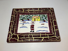 Vintage 1997 CBK LTD LLC Christmas Scene Ceramic Plate 7.5 x 9.5 picture