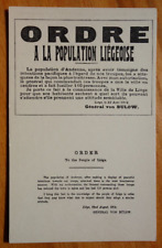 WW1 General von Bulow's Order to the People of Liege Aug 1914 postcard picture