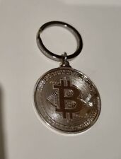 New BTC Keychain Silver Plated Bitcoin Physical Coin Crypto currency Money Cool picture