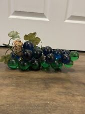 Lucite Large 13” Multicolor Grapes On Driftwood Leaves VTG Green Blue picture