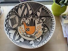 Native Americans Acoma Pueblo Pottery Bowl Signed Eric Delorme Parrot Large 11” picture