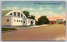 Crookston Minnesota~Winter Sports Building~Vintage Linen Postcard picture