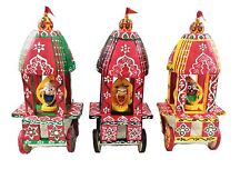 3 PCs Chariots of Lord Jagannath, Balabhadra, Subhadra, Puri Handmade Wooden.. picture