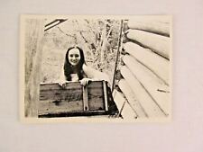 Black & White Photograph Pretty Girl Long Hair Smile Old Cabin B&W 5 x 7 picture