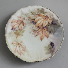Antique Woodbine Bavaria Scalloped Leaves & Flowers Hand-Painted Plate 6.25