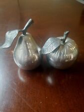 Godinger Silver Art Two Tone Apple Pear Salt Pepper Shakers Tarnish Resistant picture